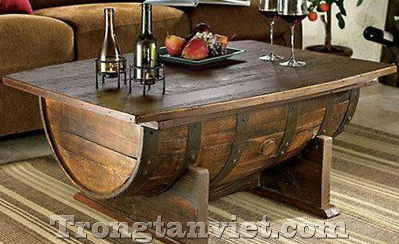 bàn phòng khách mẫu thùng gỗ sồi